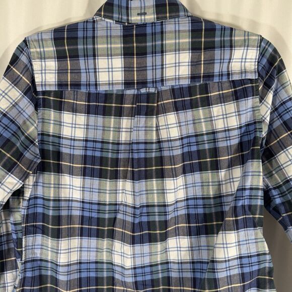 LL Bean Blouse Women's XS Blue Green Plaid Button Up Long Sleeve 100% Cotton - Picture 10 of 11